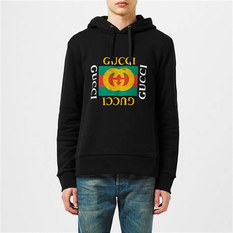 gucci fake logo hoodie black|white gucci logo hoodie men.